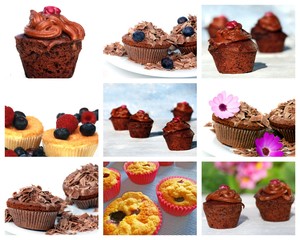 Homemade muffins - Collage- Selbstgemachte Muffins 