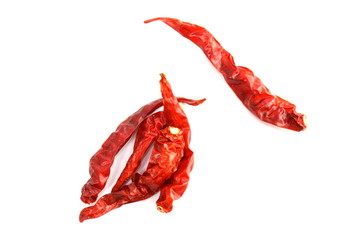 Dried red chili, Chilli red Spicy hot flavor, Chilli dry on white background