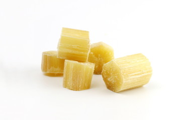 Sugar cane cut, Cane, piece of sugar cane, Sugarcane isolated white background, Sugarcane fresh