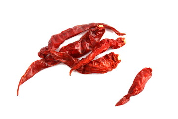 Dried red chili, Chilli red Spicy hot flavor, Chilli dry on white background