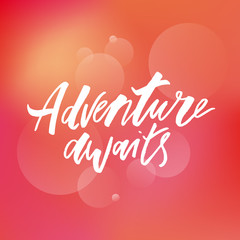 Lettering with phrase Adventure. Vector illustration. gradient