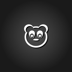 Baby panda face icon flat. Simple White pictogram on black background with shadow. Vector illustration symbol