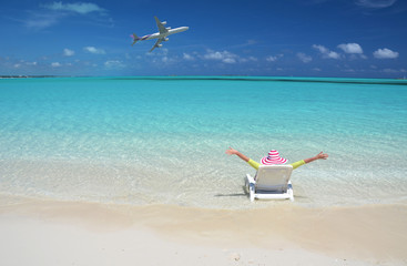 Girl on the beach. Great Exuma, Bahamas