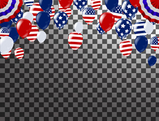 Obraz premium 4th of July Happy Independence day USA. white, blue and red balloons and american Vector illustration .