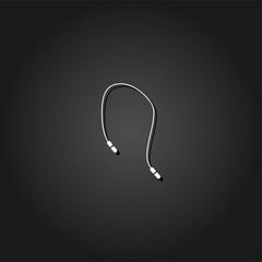 Skipping rope - Jumping icon flat. Simple White pictogram on black background with shadow. Vector illustration symbol