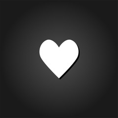 Heart Icon icon flat. Simple White pictogram on black background with shadow. Vector illustration symbol