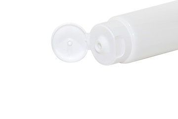 tube white open cap plastic, plastic tube white cream foam, tube white lotion close up
