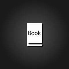 Book icon flat. Simple White pictogram on black background with shadow. Vector illustration symbol