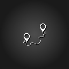 Map GPS icon flat. Simple White pictogram on black background with shadow. Vector illustration symbol