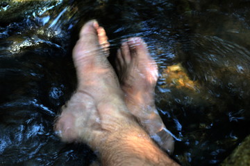 Foot Soak in the water stream relax