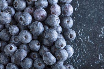  Ripe and juicy fresh picked blueberries closeup.
