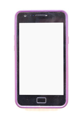Front view of old smartphone isolated on white background
