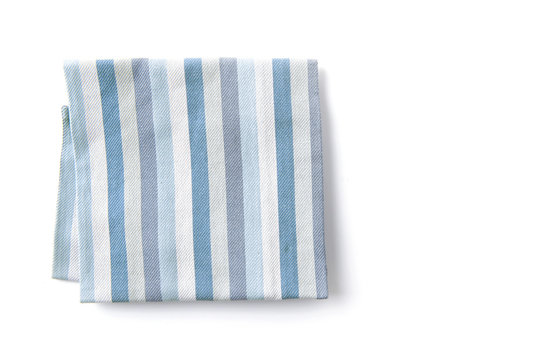 Kitchen Blue Towel On White Background.