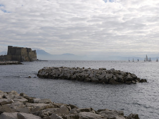 Fototapeta na wymiar View of Castel dell Ovo in Naples