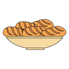 delicious breads in dish bakery vector illustration design