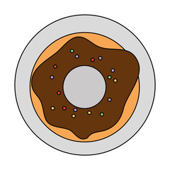 sweet donut in dish vector illustration design