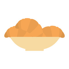delicious bread croissant in dish bakery vector illustration design