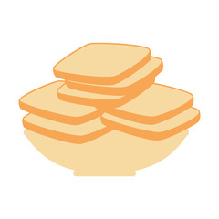 delicious breads sliced in dish vector illustration design