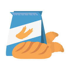 wheat bag with bread vector illustration design