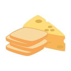 cheese piece with bread healthy food vector illustration design