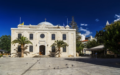 The basilica of St. Titus during the midday in Heraklion on the Crete island, Greece.