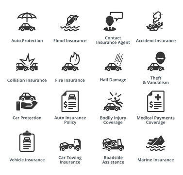 Auto Insurance Icons - Black Series