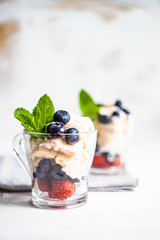 Summer dessert with fresh ripe berries
