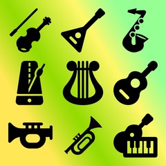 Vector icon set  about music instruments with 9 icons related to abstract, key, music instruments, beautiful and art