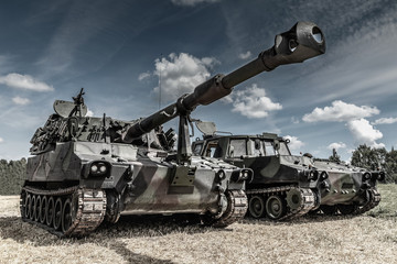 Fototapeta na wymiar war machines on the battlefield