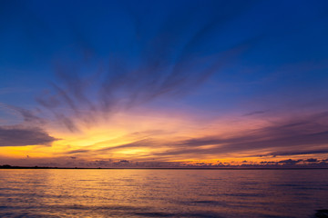 Calm water of the sea bay in the quiet evening
