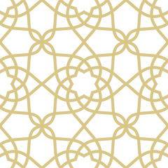 Seamless golden oriental pattern. Vector geometrical linear texture.