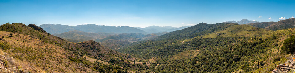 Panoramic view across the hills in Balagne region of Corsica