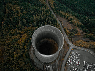 Aerial - Flying Over An Incomplete Nuclear Power Plant