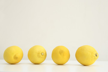 Fresh lemons in an isolated background. Healthy summer ingredients.