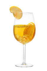 Cold sangria in wine glass isolated on white