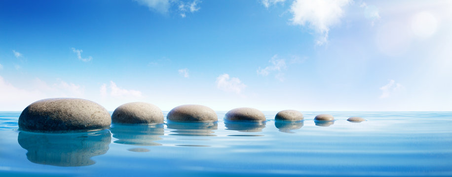 Step Stones In Blue Water - Zen Concept
