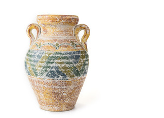 Chinese ceramic amphora vase on the white background