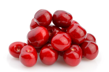 Juicy sweet cherry isolated on white background