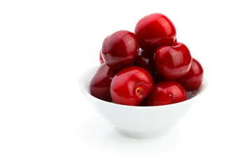 Juicy sweet cherry isolated on white background