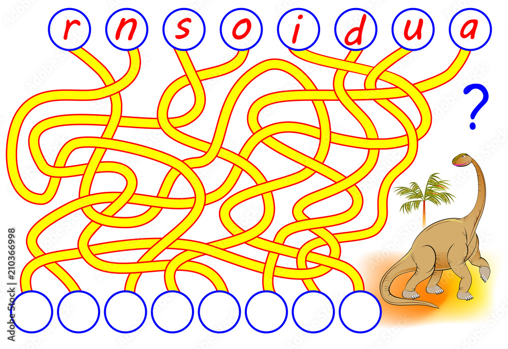 Wall mural logic puzzle game for study english. need to find the correct places for the letters, write them in 