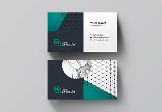 Business Card Layout with Teal Accents