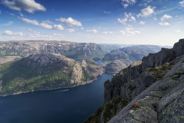 the Norwegian Lysefjord, a beautiful landscape