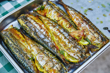 baked fish on the grill