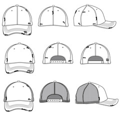 Vector template for destroyed style baseball caps