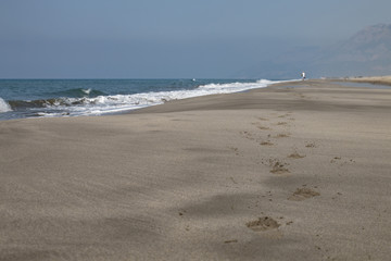 Footprints on the Patara Beach in Kas, Antalya/ Turkey