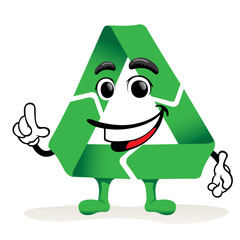 Illustration of a character mascot recycling green, ecology and sustainability, ideal for training and internal matter