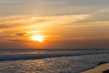 Fototapeta na wymiar Sunset, view from the beach of Kuta