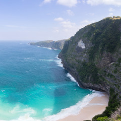 Kelingking Beach and a long cliff along the coast