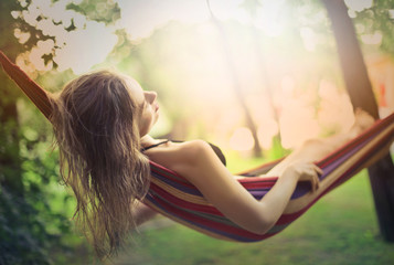 Sleeping on the hammock