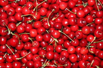 Cherries backgroundRed ripe delicious cherries background